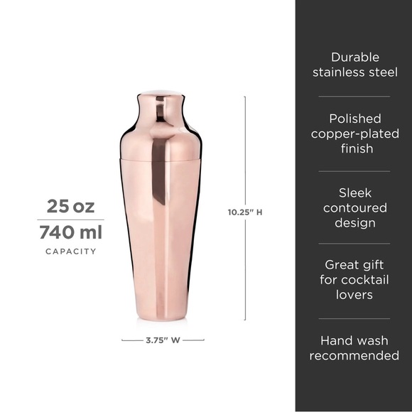 Viski Copper Cocktail Shaker 25oz - Picture 4 of 7
